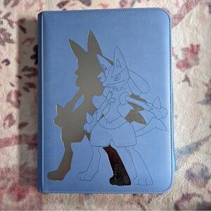 LIKE NEW Pokemon Blue Leather Binder with Zipper